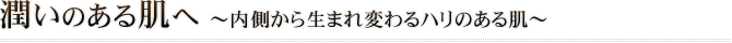 潤いのある肌へ～内側から生まれ変わるハリのある肌～